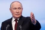 　得票率87・28％と圧勝し通算５選を決めたロシアのプーチン大統領＝３月18日、モスクワ（ロイター＝共同）