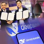 　ＡＩ協定を結んだ警察と企業（左上）、防犯カメラ（右上）、「ＤｅｅｐＳｅｅｋ」のロゴ（下）のコラージュ（写真はロイターなど）
