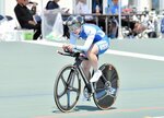 女子２０００メートル個人追い抜きで優勝した北中＝倉吉自転車競技場