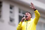 　デモで話すブラジルのボルソナロ前大統領＝６日、サンパウロ（ＡＰ＝共同）