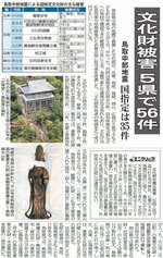 文化財の被害が他県にも及んでいることを報じる日本海新聞（２０１６年11月14日）