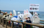 「兎取県」をＰＲするゆるキャラたち＝３日、鳥取市白兎の道の駅「神話の里白うさぎ」