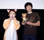 　イベントに登場したキンタロー。（左）と合田経郎監督＝２２日、東京都新宿区