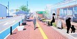 ほこみち指定による道路空間の有効活用のイメージ（米子市提供）