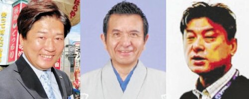 講師を務める（左から）平田さん、小春団治さん、中川さん