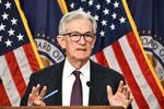 　記者会見するパウエルＦＲＢ議長＝７日、ワシントン（共同）