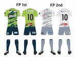 ガイナーレ２０２４年季のユニホーム（左からフィールドプレーヤーのファースト、セカンド）