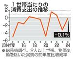 　１世帯当たりの消費支出の推移（年度別）