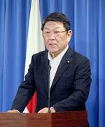 　記者会見する自民党の茂木幹事長＝２５日午前、東京・永田町の党本部