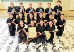 ２連覇に向けて「自分たちらしい演技」を誓う部員＝鳥取市西品治の鳥取城北高