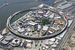 　開幕から１カ月を迎えた大阪・関西万博の会場＝１３日午後０時５４分、大阪市此花区の夢洲（共同通信社ヘリから）