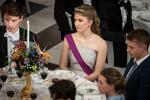 　デンマーク・コペンハーゲンで晩さん会に出席したベルギーのエリザベート王女（中央）＝２０２３年１０月（Ｍａｄｓ　Ｃｌａｕｓ　Ｒａｓｍｕｓｓｅｎ／Ｒｉｔｚａｕ　Ｓｃａｎｐｉｘ提供、ＡＰ＝共同）
