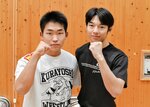  全国選抜に挑む佐藤（左）と山根の倉吉総産勢 