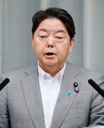 　記者会見する林官房長官＝９日午前、首相官邸