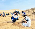 除草作業に汗を流す参加者ら