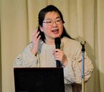 「三朝に来ると健康になれるを売りに」と呼びかける田中教授＝２１日、三朝町山田の渓泉閣