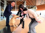 屋外彫刻を楽しむ会員ら