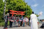 　徳島市の弁天山で行われた山開きの式典＝１日午前