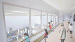 調理場内を見ることができる２階見学通路のイメージ（鳥取市提供）