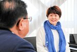 広田市長と対談する神野さん（右）