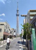 　タワービュー通りから見る東京スカイツリー＝東京都墨田区