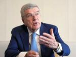 　共同通信のインタビューに答えるＩＯＣのバッハ会長