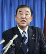 　衆院選を１０月２７日投開票の日程で実施すると表明する自民党の石破茂総裁＝９月、東京・永田町の党本部