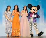 　発表会に出席した（左から）大友花恋、斎藤瑠希、平野綾＝東京都目黒区