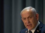 　会議で演説するイスラエルのネタニヤフ首相＝３月２７日、エルサレム（ＡＰ＝共同）