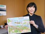 　戦前の北方領土の街並みや暮らしを絵地図で描いた山下孝子さん＝３月、札幌市