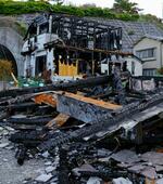 　大規模山林火災で被害を受けた岩手県大船渡市三陸町綾里地区＝１９日