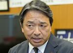　インタビューに答える国民民主党の榛葉幹事長