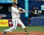 　４回オリックス１死二塁、杉本が左翼線に先制の二塁打を放つ＝京セラドーム