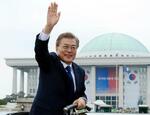 　韓国の文在寅元大統領＝２０１７年５月、ソウル（聯合・ＡＰ＝共同）