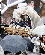 　「大阪ウィーク」で披露された「だんじり」の実演＝９日午後、大阪市此花区の夢洲