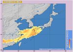 １０日午前３時の黄砂予測図（気象庁ホームページより）