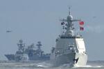 　東シナ海で実施された中国とロシアの合同軍事演習＝２０２２年１２月（新華社＝共同）