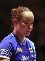 　女子シングルス準決勝で敗れた伊藤美誠＝ドーハ近郊（共同）