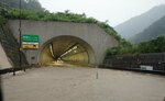 駟馳山トンネル前冠水（午前9時頃撮影）
