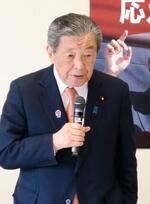 　自民党の国家ビジョンの策定に向けた会議の初会合であいさつする森山幹事長＝２４日午前、東京・永田町の党本部