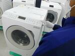 　再生されるパナソニックの洗濯機＝宇都宮市