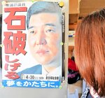 「夢をかたちに。」が使われていた２０００年ごろの石破氏のポスター＝倉吉市上井町１丁目の中部後援会事務所