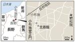 長野県小布施町、小布施堂正門、北斎館