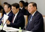 　経済財政諮問会議で発言する石破首相＝２６日午後、首相官邸