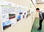 京都―幡生間の山陰線全駅を紹介するパネル