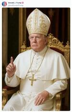 　トランプ米大統領がソーシャルメディアに投稿した、自身をローマ教皇に模した合成画像
