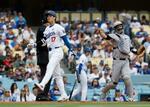 　ロッキーズ戦の２回、見逃し三振に倒れたドジャース・大谷＝ロサンゼルス（共同）