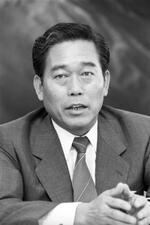 　フジテレビの社長に就いた頃の日枝久氏＝１９８８年７月、東京都内