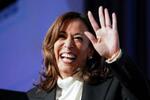 　カリフォルニア州での集会で演説するカマラ・ハリス前米副大統領＝４月３０日、サンフランシスコ（ロイター＝共同）