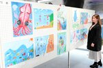 さまざまな視点で海の魅力を描いた作品＝香美町香住区境のジオパークと海の文化館